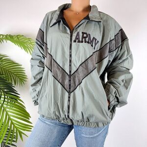 Vintage Gray Indie Grunge Oversized Army PFU Windbreaker Jacket / Size: S